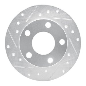 Audi A6 Quattro Brake Rotor (1) - Rear Left - R1 Concepts - Drilled & Slotted - Silver - `98-`01
